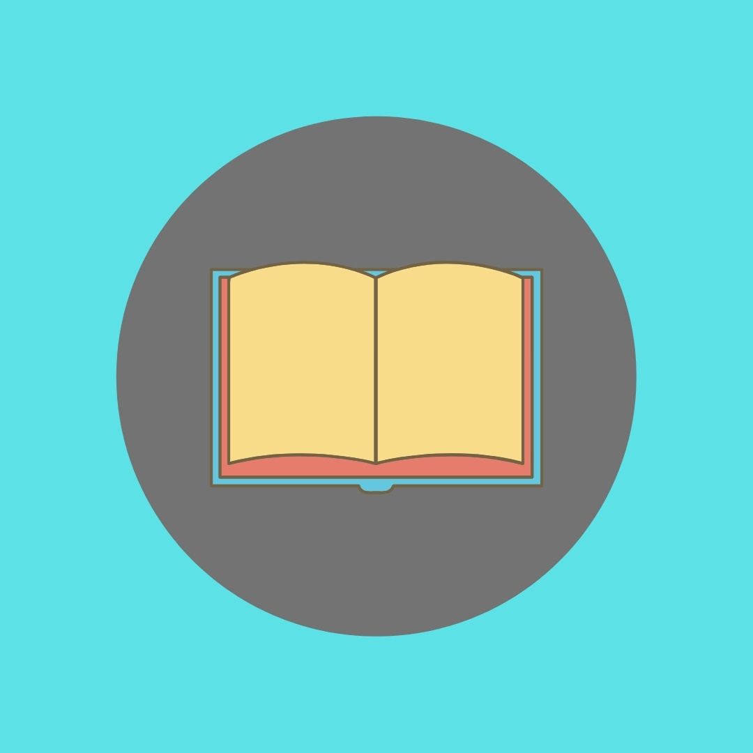 open book on a gray and turquoise background