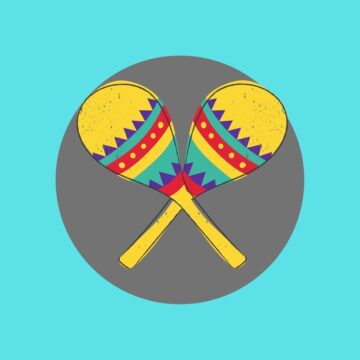 maracas on a gray and teal background