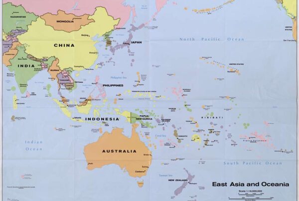 Map of Asia and Oceania.