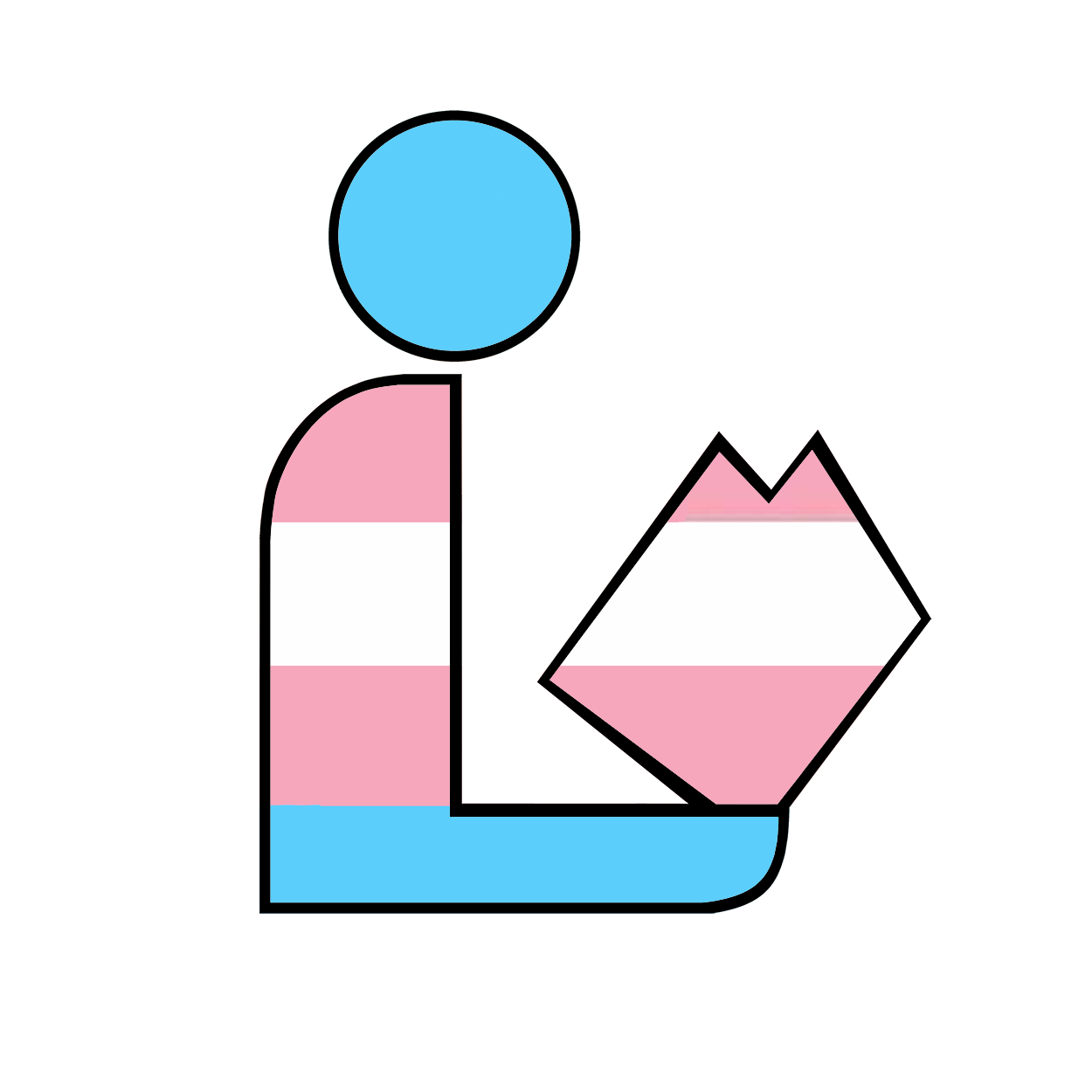 Transgender Pride flag in a library logo.